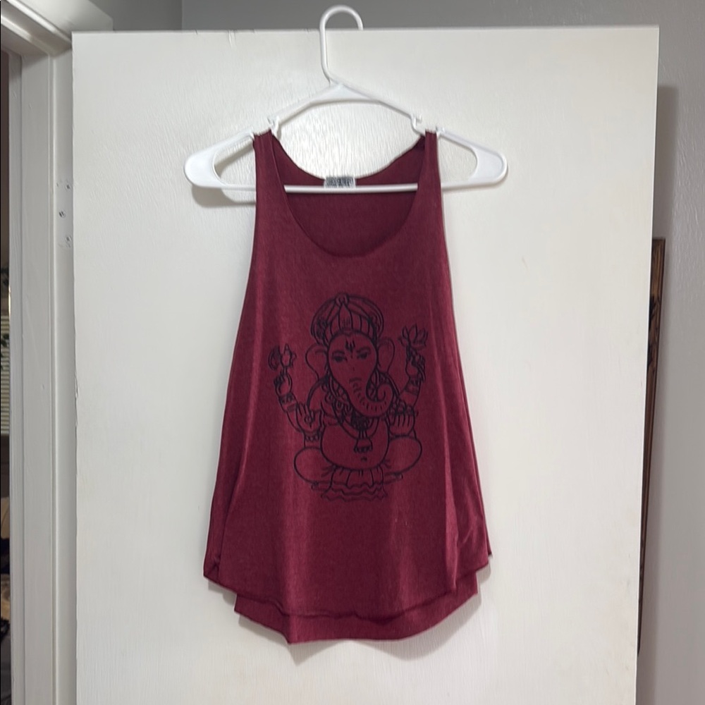 Elegant Burgundy Tank Top with Graphic Design